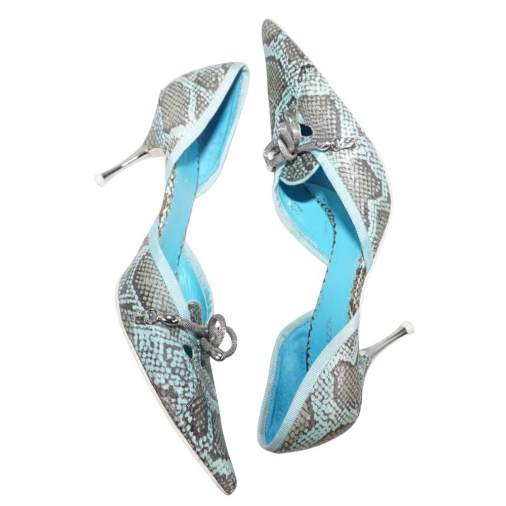 Apepazza Italian Limited Edition Blue/Gray Snakeskin Heels, Size 36 (US Size 6) - Picture 8 of 10